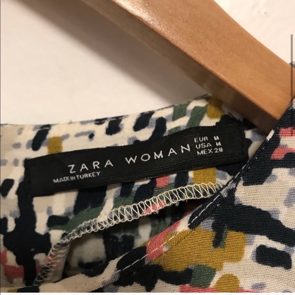 Zara women woven lined multicolored viscose dress - Picture 3 of 6